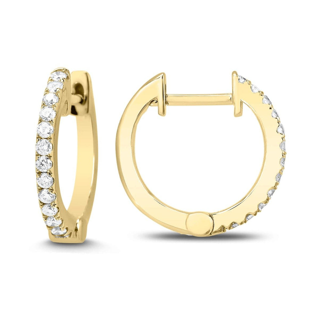 14KT Gold 0.16 CTW Diamond Round Shaped Hoop Earrings Yellow