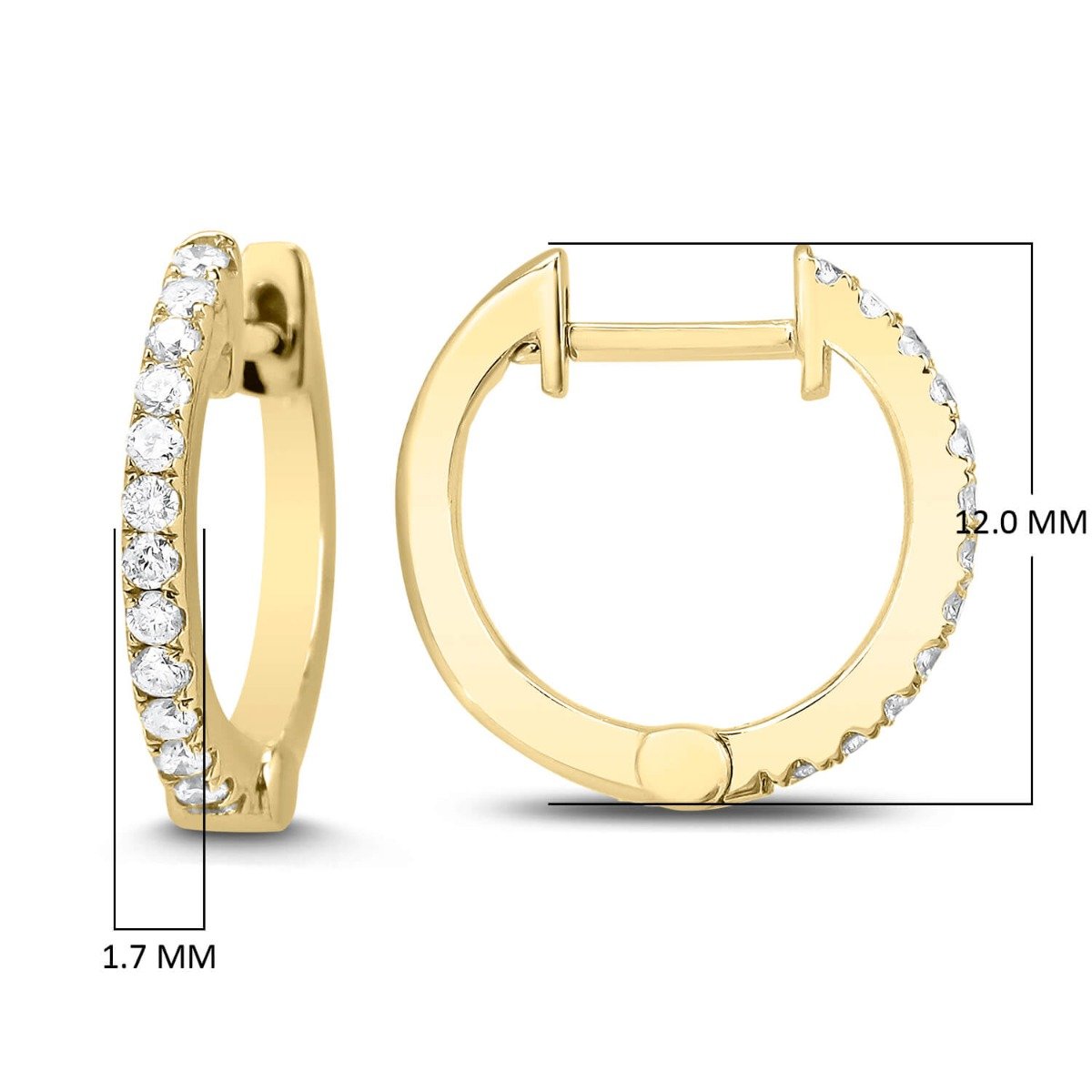 14KT Gold 0.16 CTW Diamond Round Shaped Hoop Earrings Yellow,White,Rose