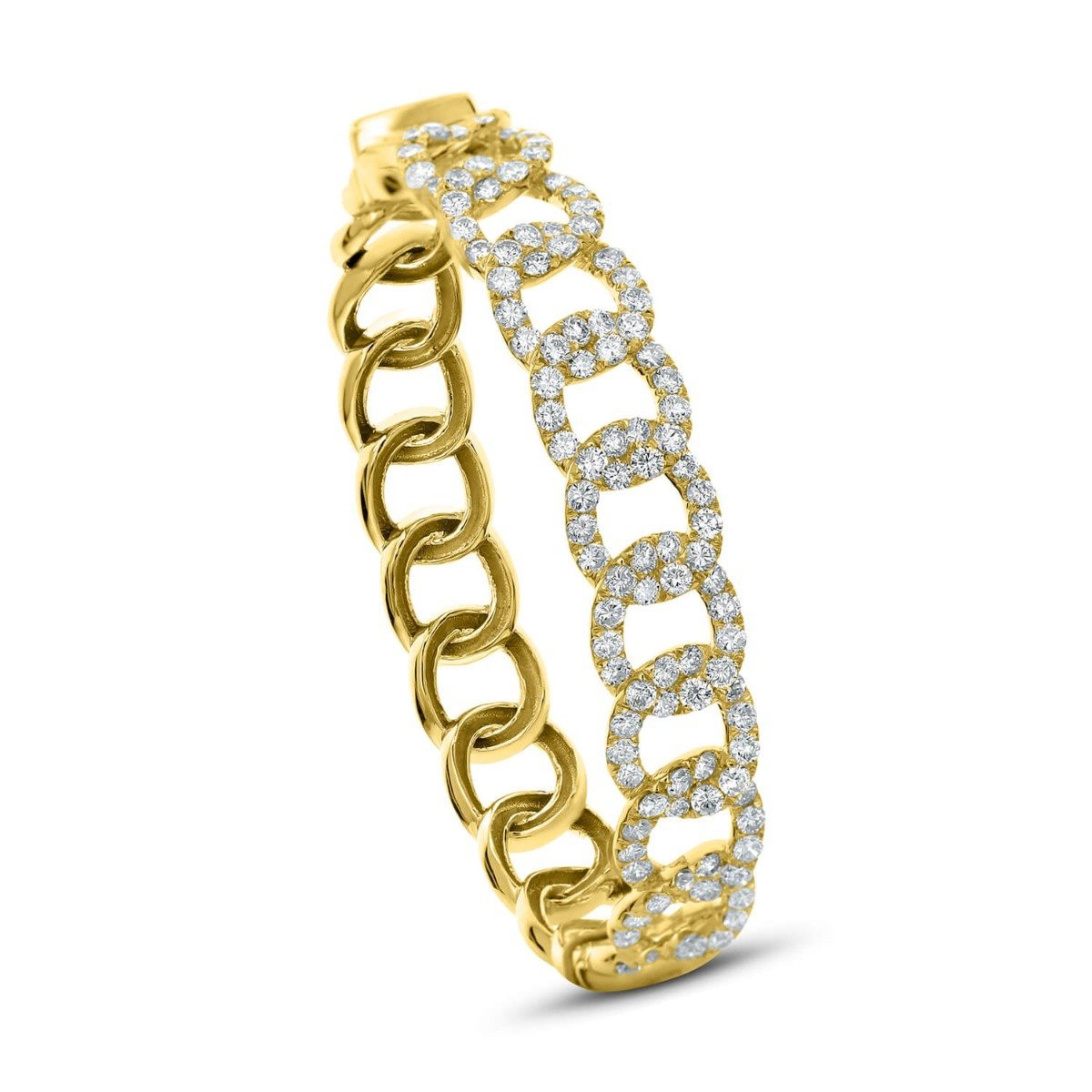 18KT Gold 5 CTW Diamond Link Bangle Bracelet Yellow