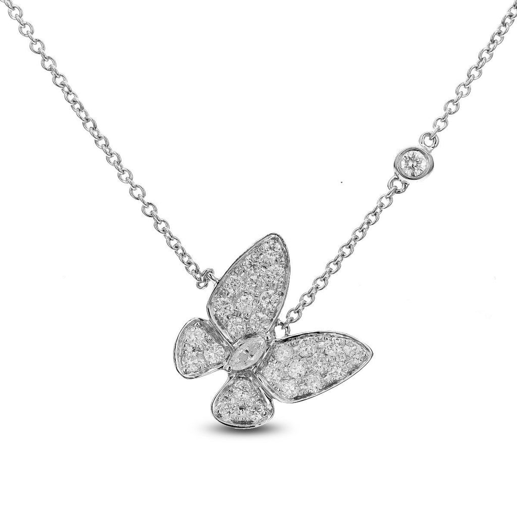 18KT GOLD 0.62 CTW DIAMOND BUTTERFLY NECKLACE White