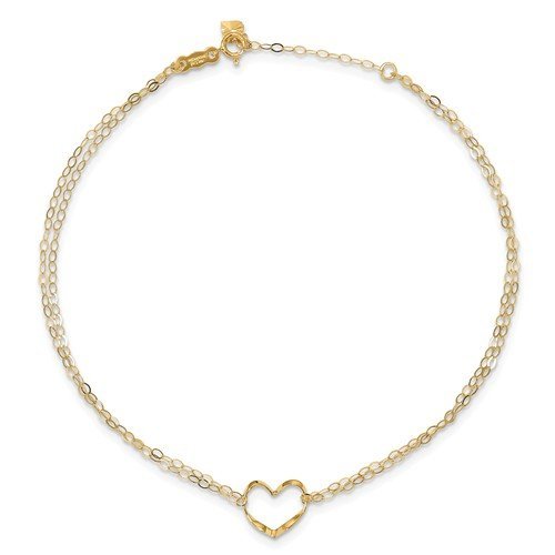 14KT YELLOW GOLD DOUBLE STRAND HEART ANKLET