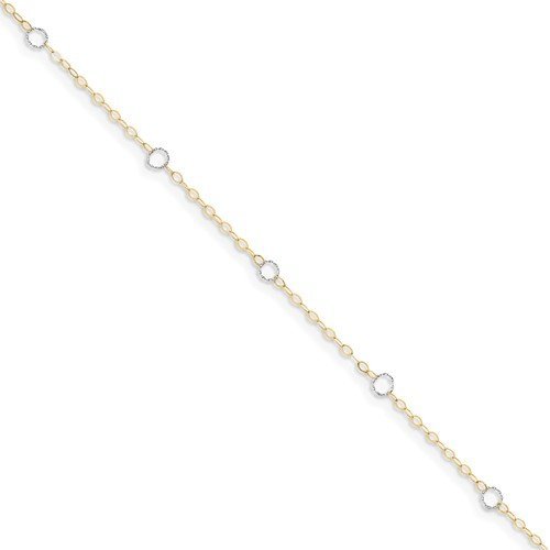 14KT Two-Tone Gold Open Circle Anklet