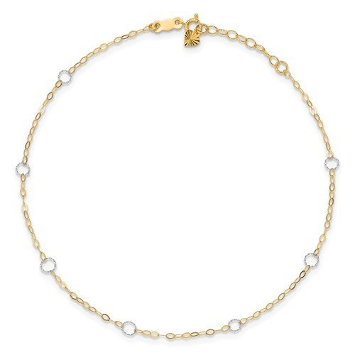 14KT Two-Tone Gold Open Circle Anklet