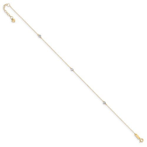 14KT Two-Tone Gold Mirror Bead Anklet