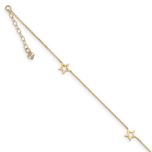 14KT YELLOW GOLD OPEN STAR ANKLET