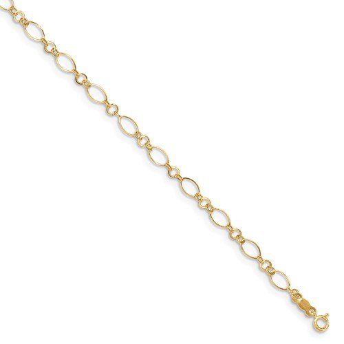 14KT Yellow Gold Fancy Open Link Anklet