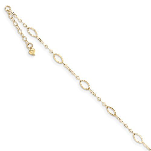 14KT Yellow Gold Oval Shapes Anklet