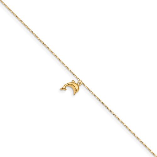 14KT Yellow Gold Dolphin Charm Anklet