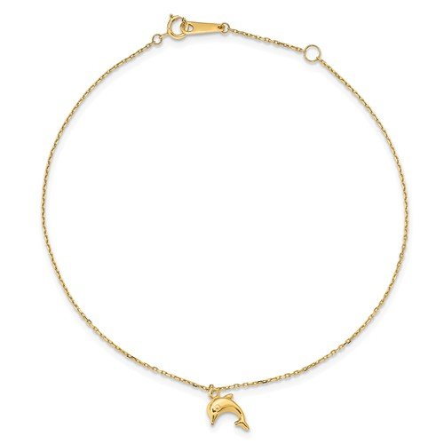 14KT Yellow Gold Dolphin Charm Anklet