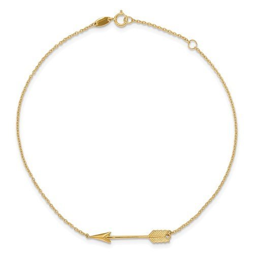 14KT YELLOW GOLD POLISHED ARROW ANKLET