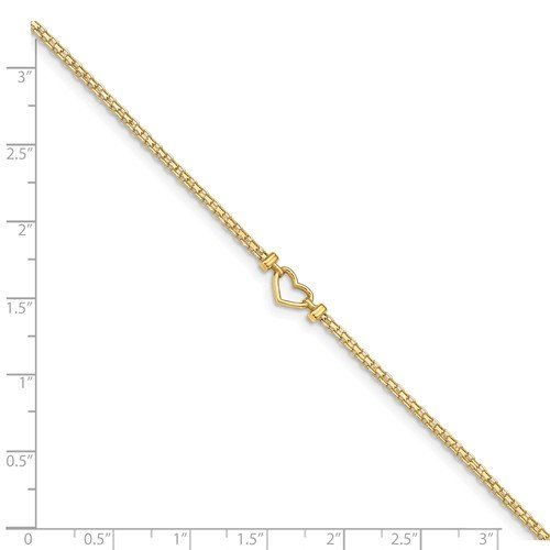 14KT Yellow Gold Open Heart Anklet