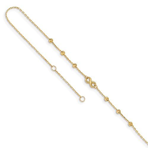 14KT Yellow Gold Infinity Symbol and Bead Anklet
