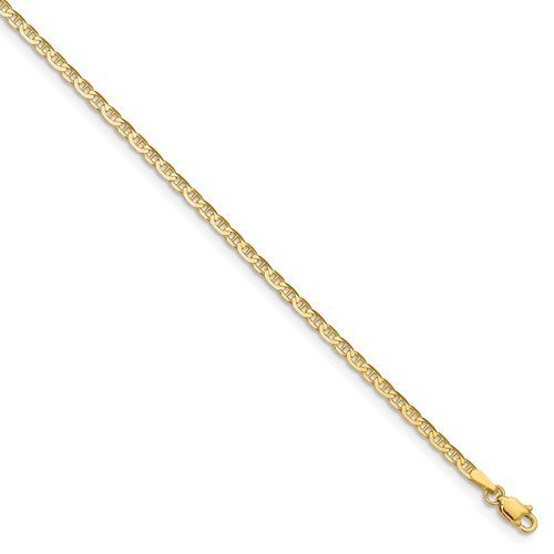 14KT Yellow Gold Polished 2MM Anchor Link Anklet
