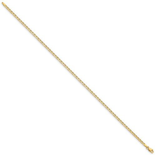 14KT Yellow Gold Polished 2MM Anchor Link Anklet