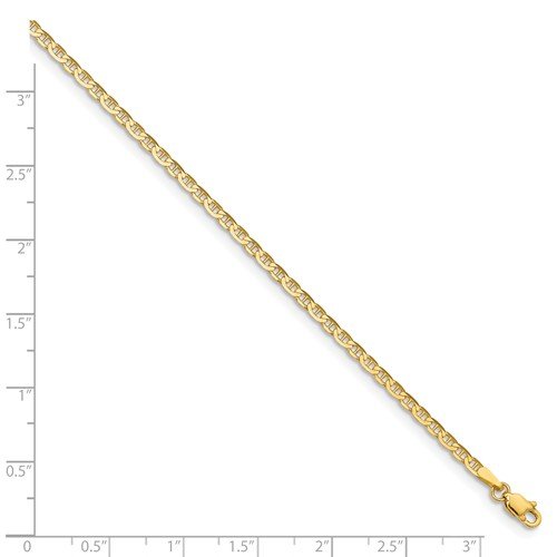 14KT Yellow Gold Polished 2MM Anchor Link Anklet