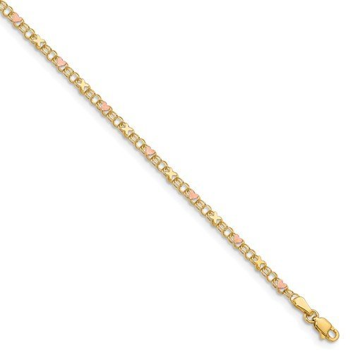 14KT TWO-TONE GOLD X'S AND HEARTS ANKLET