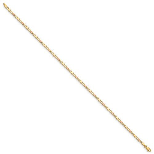14KT TWO-TONE GOLD X'S AND HEARTS ANKLET