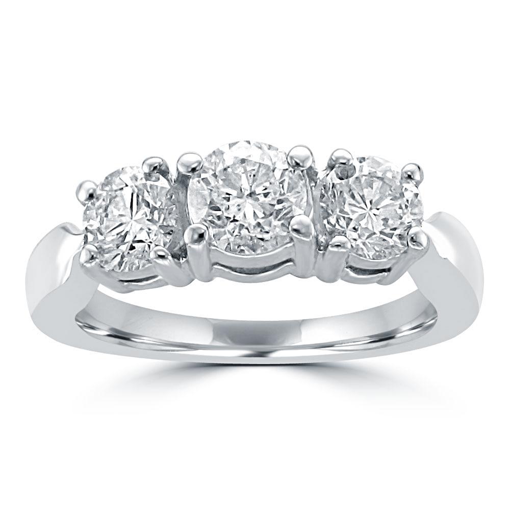 Platinum .59CTW 3 Stone Diamond Ring 4,4.5,5,5.5,6,6.5,7,7.5,8,8.5,9