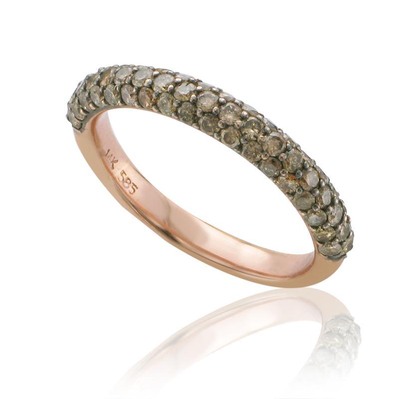 14KT Rose Gold 9/10 CTW Champagne Diamond Band 4,4.5,5,5.5,6,6.5,7,7.5,8,8.5,9