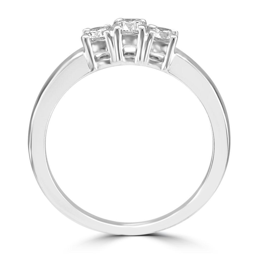 14KT White Gold 0.35 CTW 3 Stone Diamond Ring 4,4.5,5,5.5,6,6.5,7,7.5,8,8.5,9