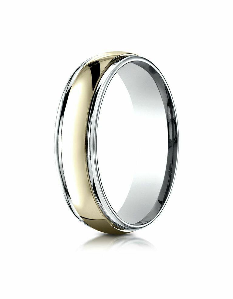 MEN'S 14KT TWO-TONE GOLD 6MM HIGH POLISHED WEDDING BAND 8,8.5,9,9.5,10,10.5,11,11.5,12,12.5,13