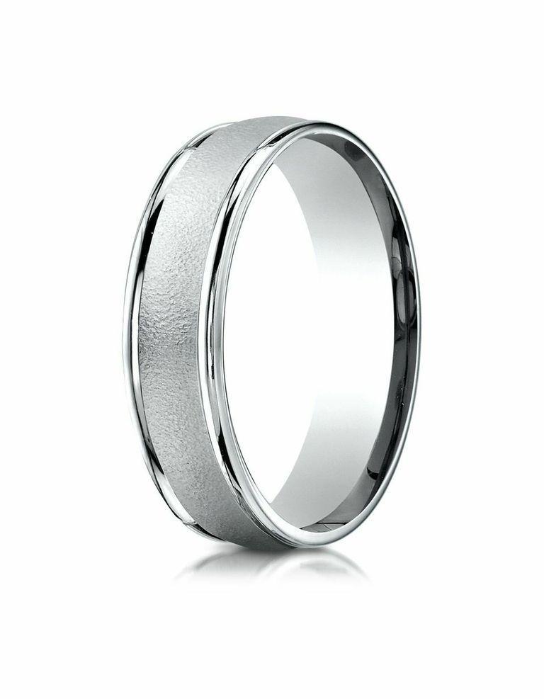 Women's 14KT White Gold 6MM Wired Finish Wedding Band 4,4.5,5,5.5,6,6.5,7,7.5,8,8.5,9