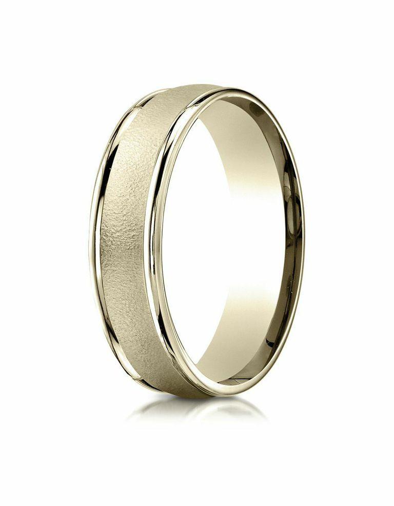 Women's 14KT Yellow Gold 6MM Wired Finish Wedding Band 4,4.5,5,5.5,6,6.5,7,7.5,8,8.5,9
