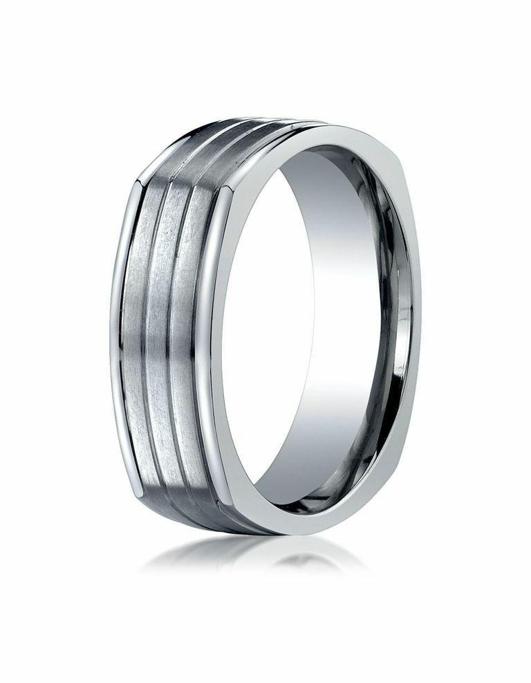 Men's 7MM TITANIUM 4 SIDED GROOVED WEDDING BAND 8,8.5,9,9.5,10,10.5,11,11.5,12,12.5,13