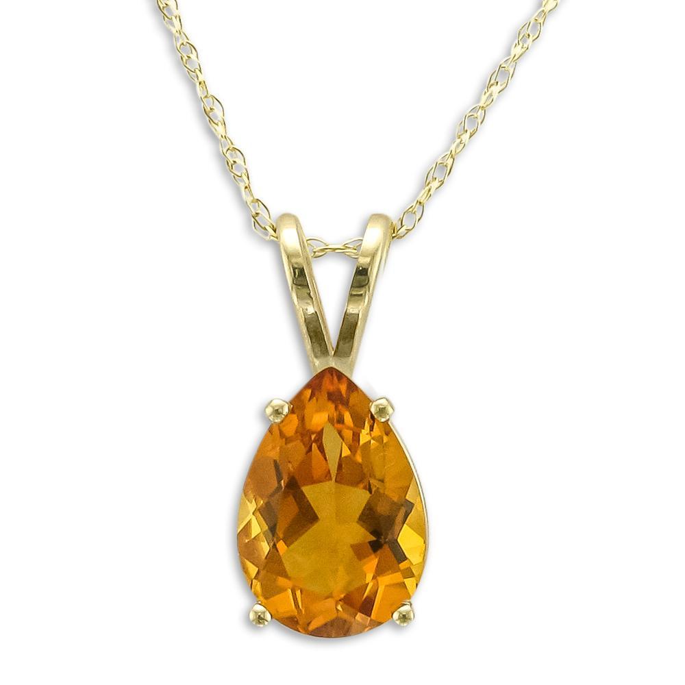 14KT YELLOW GOLD 1.70 CT PEAR SHAPE CITRINE NECKLACE