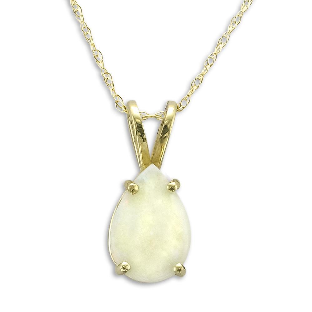 14KT YELLOW GOLD PEAR SHAPE OPAL NECKLACE