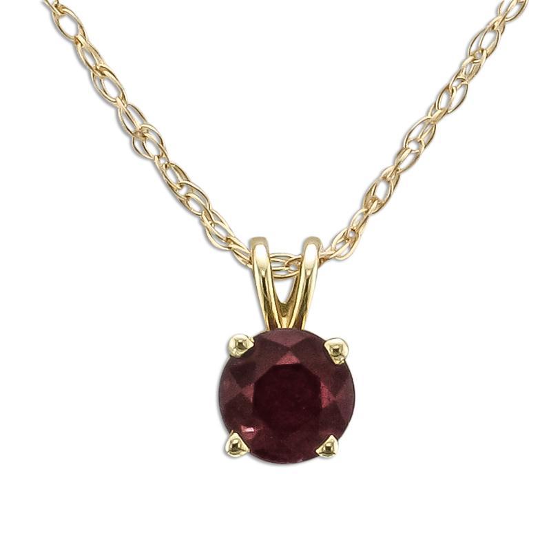 14KT GOLD 1/3 CTW ROUND RUBY NECKLACE Yellow