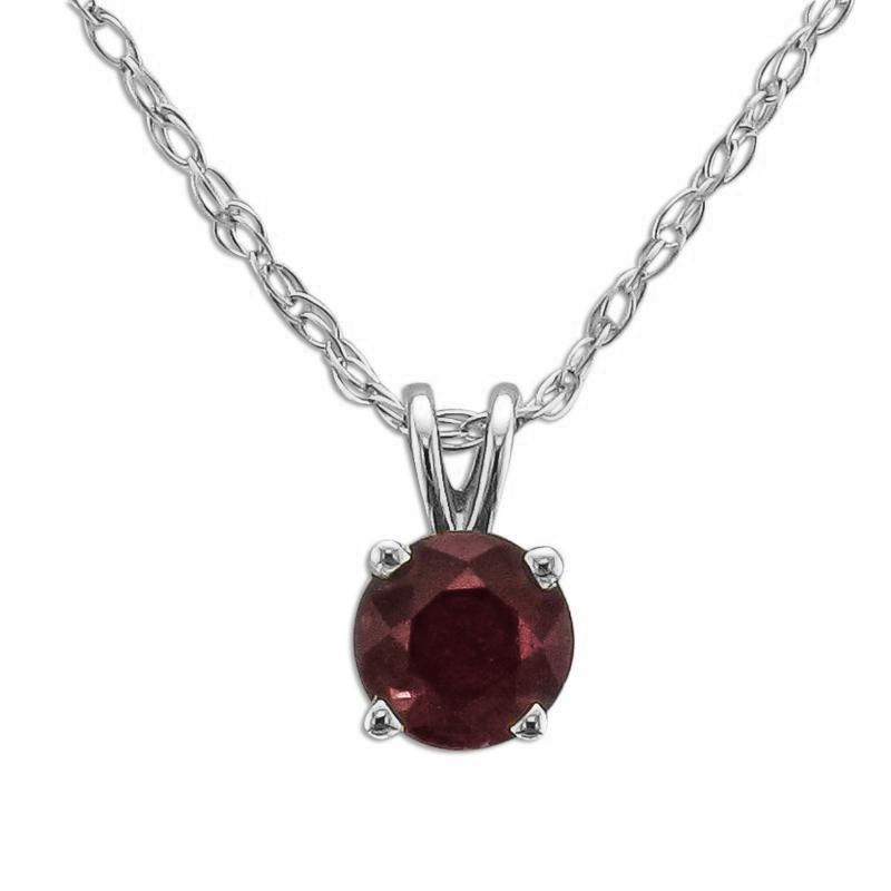14KT GOLD 1/3 CTW ROUND RUBY NECKLACE White