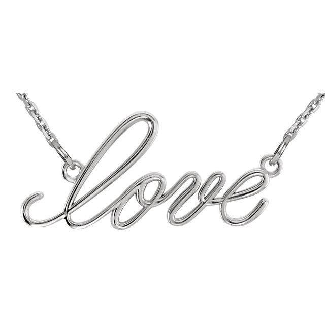 14KT GOLD 16" LOVE PENDANT NECKLACE White Gold