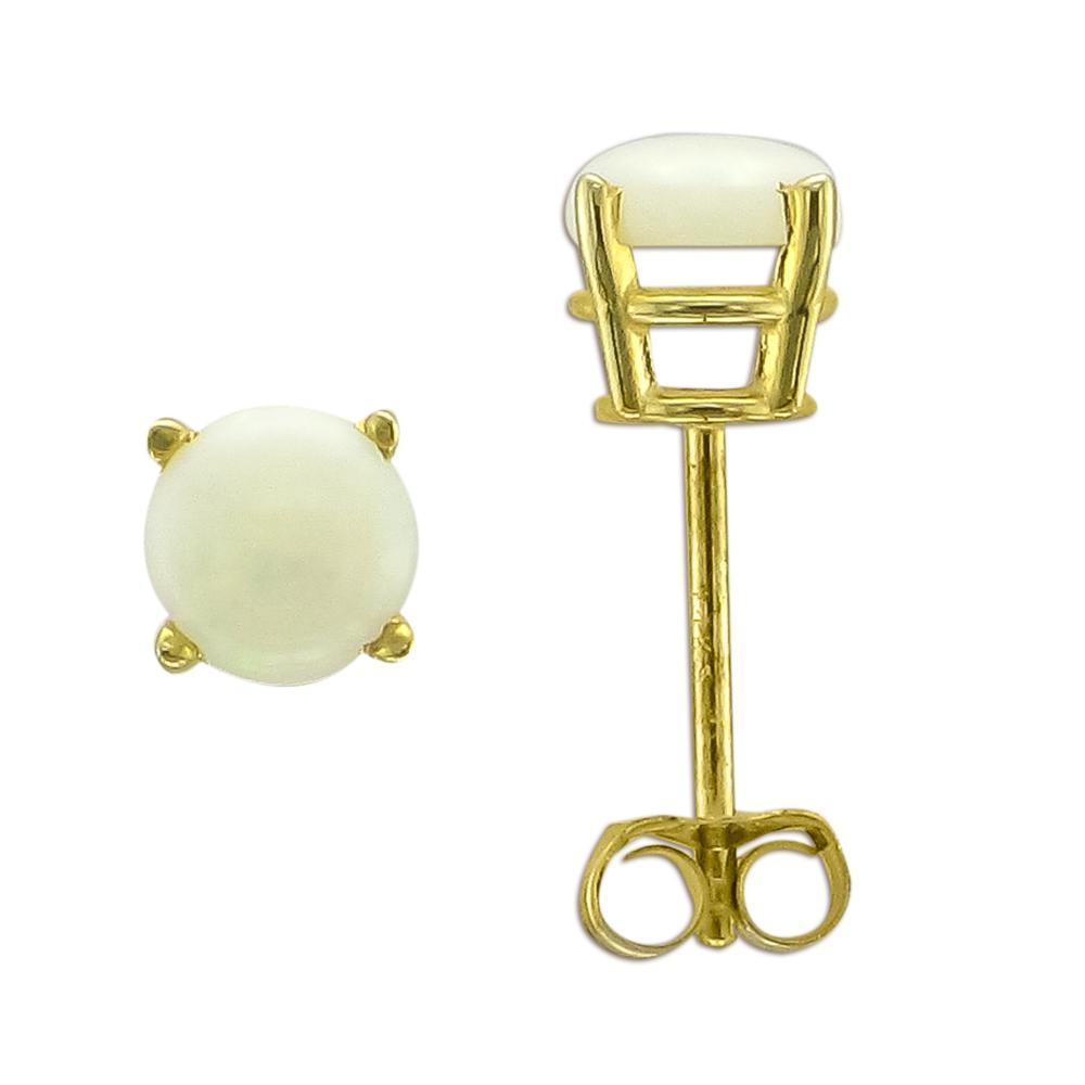 14KT YELLOW GOLD 0.50 CTW ROUND OPAL EARRINGS