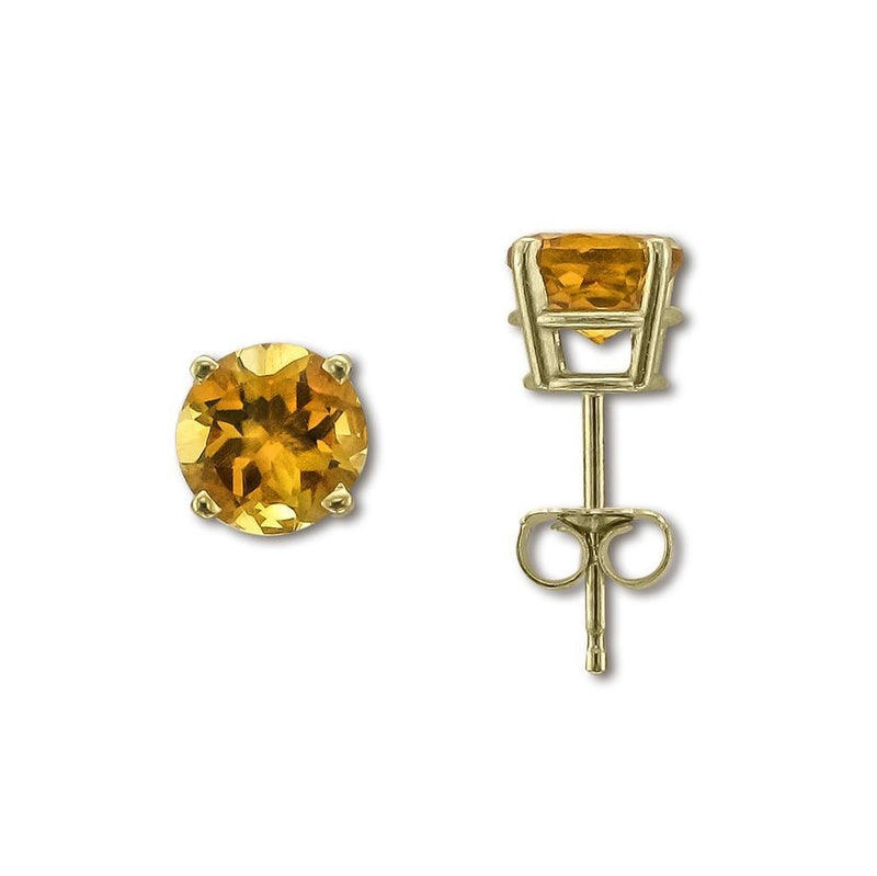 14KT GOLD 0.80 CARAT ROUND CITRINE EARRINGS