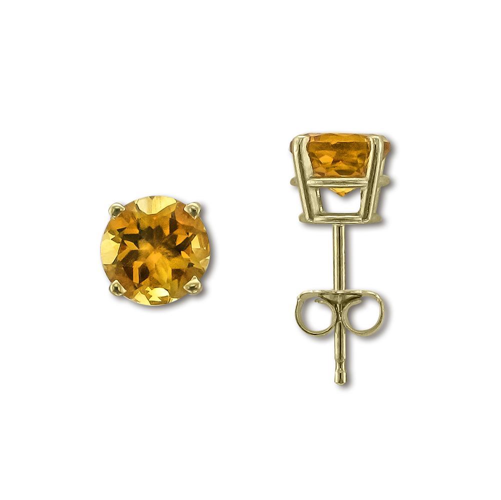 14KT YELLOW GOLD 1.40 CTW ROUND CITRINE EARRINGS