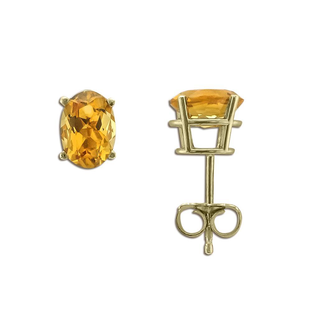 14KT YELLOW GOLD 1.60 CTW OVAL CITRINE EARRINGS