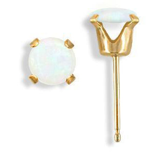 14KT YELLOW GOLD ROUND OPAL EARRINGS