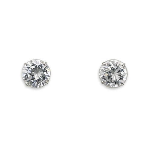 14KT White Gold 7MM Round Cubic Zirconia Earrings