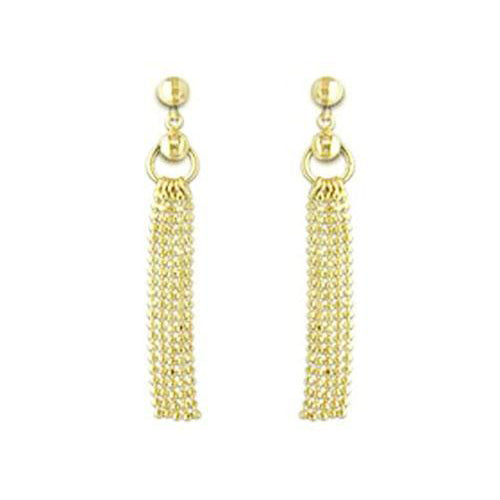 14KT Yellow Gold Five Row-Bead Dangle Earrings