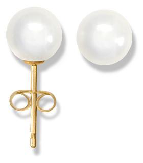 14KT Yellow Gold 6mm Cultured Pearl Earrings