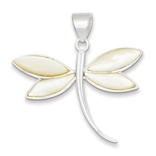Sterling Silver Shell Dragonfly Pendant