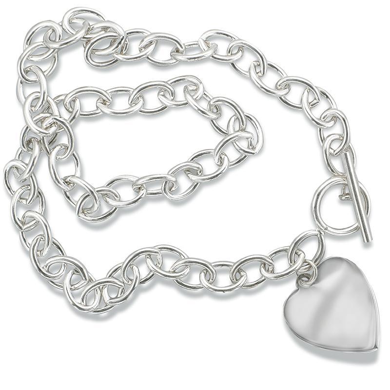 STERLING SILVER HEART TOGGLE NECKLACE
