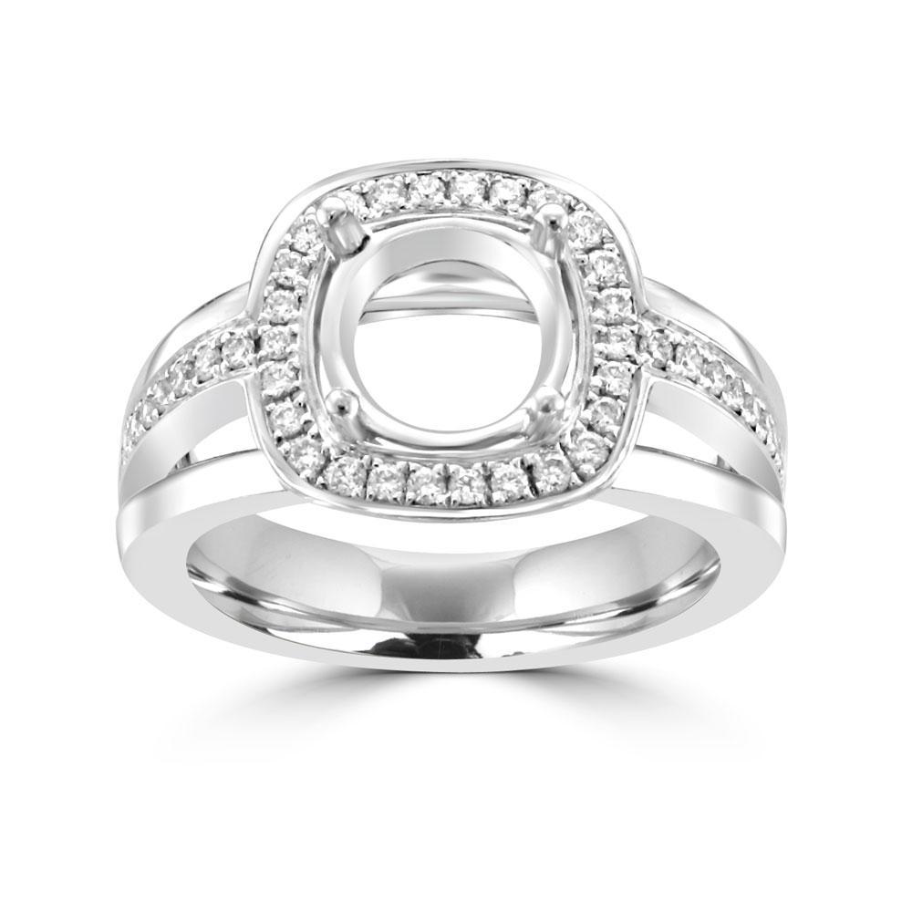 18KT White Gold .31 CTW Diamond Halo Setting For 2 CT Round 4,4.5,5,5.5,6,6.5,7,7.5,8,8.5,9