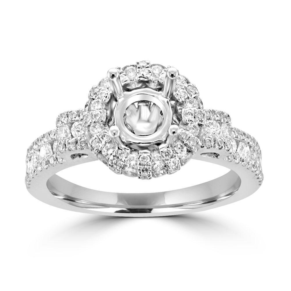 14KT White Gold 1 1/4 CTW Diamond Halo Setting For 1 CT Round 4,4.5,5,5.5,6,6.5,7,7.5,8,8.5,9