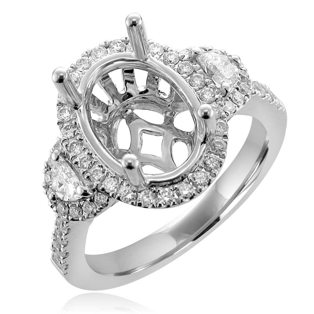 14KT White Gold  .91 CTW Diamond Halo Setting for 3 CT Oval 4,4.5,5,5.5,6,6.5,7,7.5,8,8.5,9
