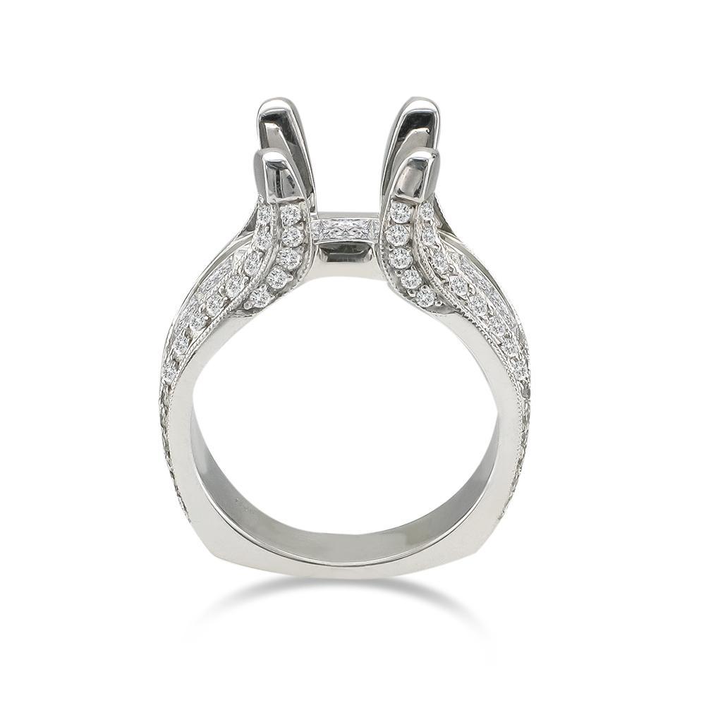 18KT 1.85 CTW Diamond Setting for 2 CT Round or 2.50 CT Princess Cut 4,4.5,5,5.5,6,6.5,7,7.5,8,8.5,9