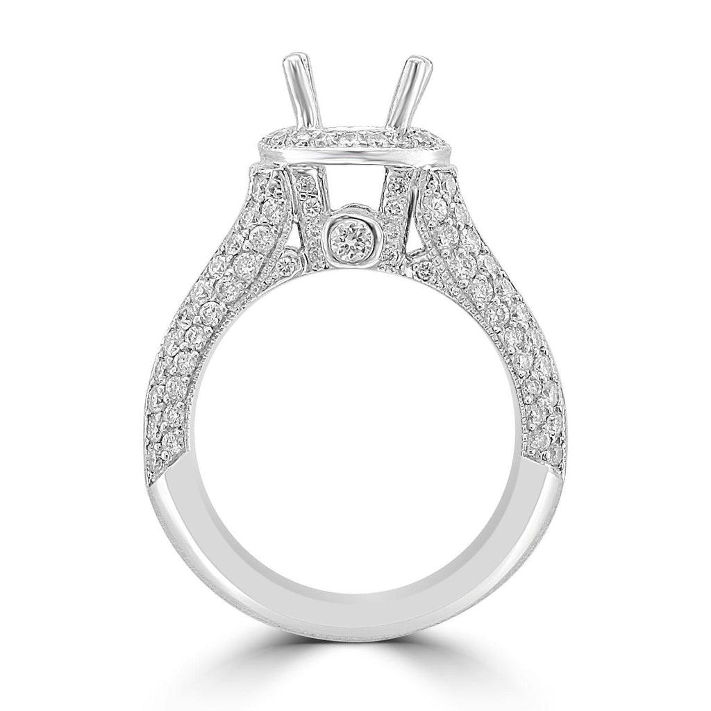 18KT White Gold 2.13 CTW Diamond Halo Setting for 1 CT Round 4,4.5,5,5.5,6,6.5,7,7.5,8,8.5,9
