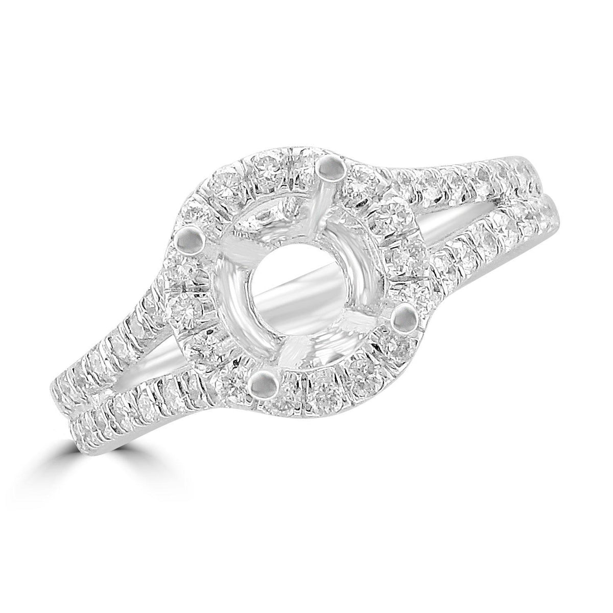 18KT White Gold 2/3 CTW Diamond Halo Setting for 1 CT Round 4,4.5,5,5.5,6,6.5,7,7.5,8,8.5,9