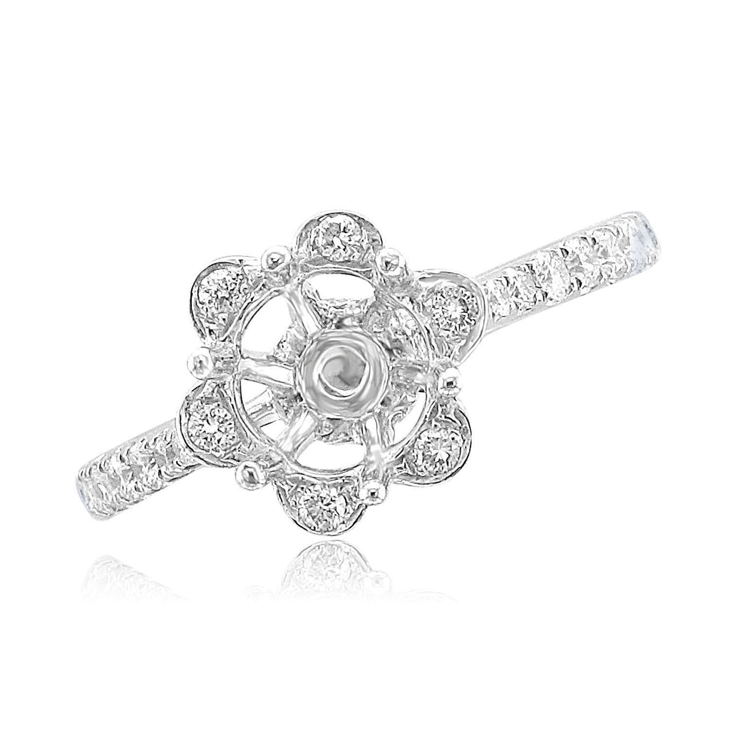 18KT White Gold .41 CTW Diamond Halo Setting for 1.25 CT Round 4,4.5,5,5.5,6,6.5,7,7.5,8,8.5,9